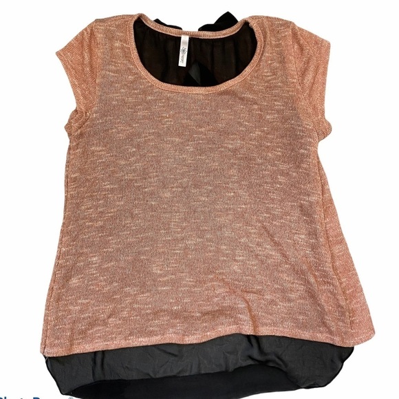 Daisies Knit Blouse Sheer Back with Bow Sz Small - Picture 1 of 6